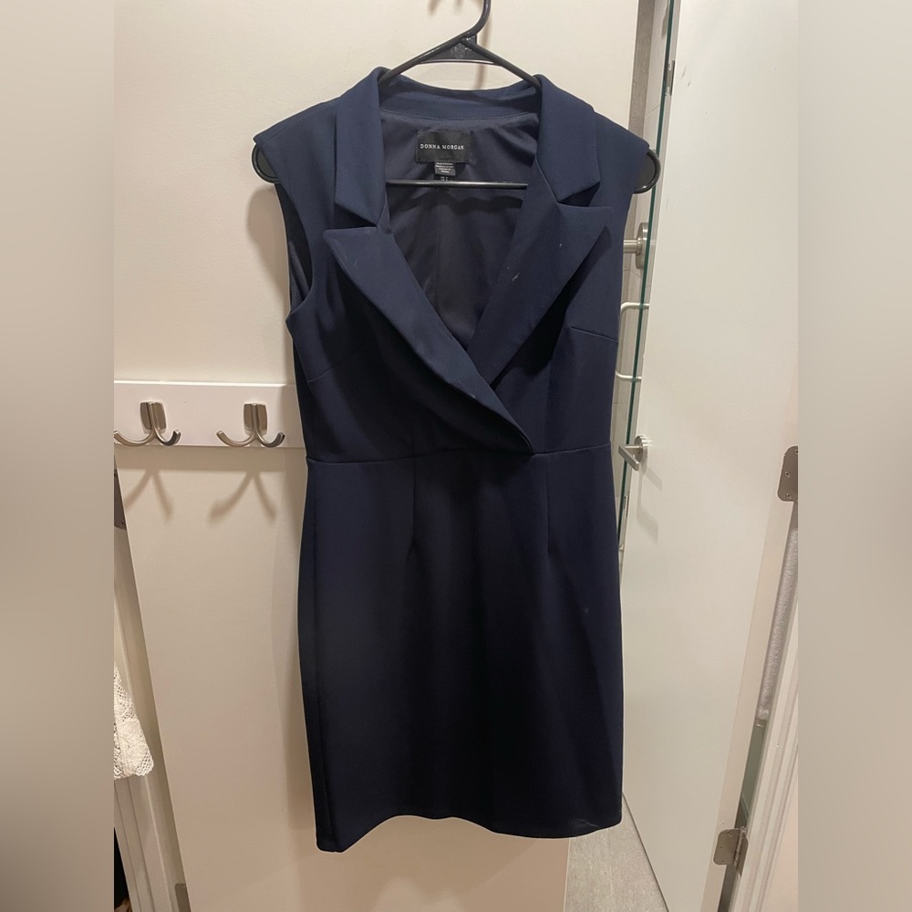 Donna Morgan Blazer Midnight Blue Midi Dress